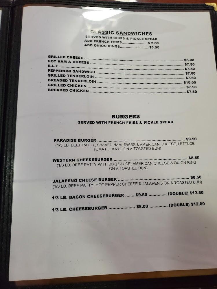 Paradise Bar & Grill Menu image 2